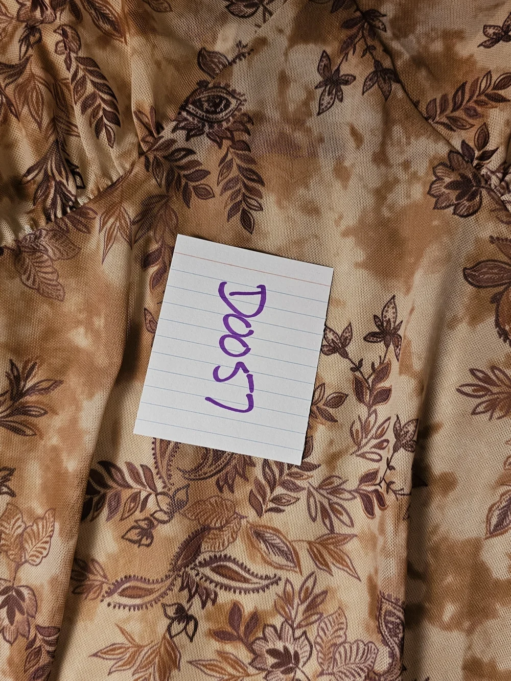 Lucky Brand Boho Mesh Floral Tiered Maxi Dress Medium Brown Long Sleeve - Picture 6 of 7